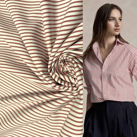 Katoen Poplin 5122 - rood/wit Katoen Poplin 5122 - rood/wit