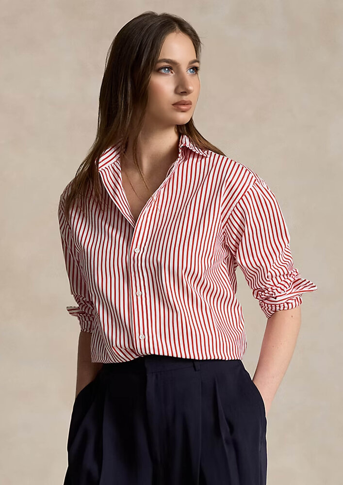 Katoen Poplin 5122 - rood/wit Katoen Poplin 5122 - rood/wit