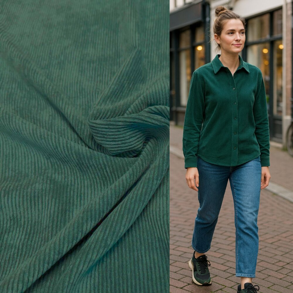 Corduroy Stretch - CS13 - Flessengroen Corduroy Stretch - CS13 - Flessengroen