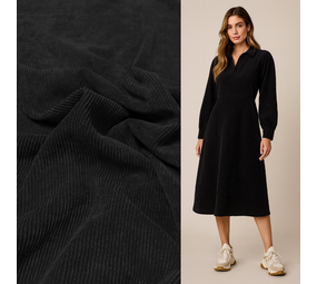 Velours côtelé extensible - CS04 - Noir