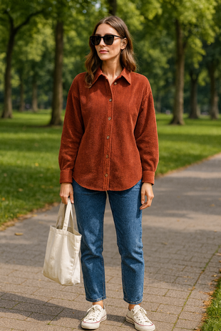 Corduroy Stretch - CS12 - Baksteenrood Corduroy Stretch - CS12 - Baksteenrood