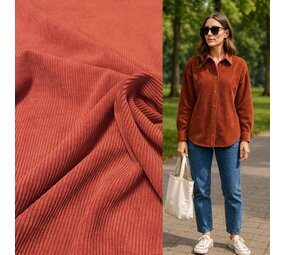 Velours côtelé extensible - CS12 - Rouge brique