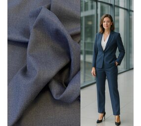 Bamboe Gabardine Stretch BC03 - jeansblauw melange