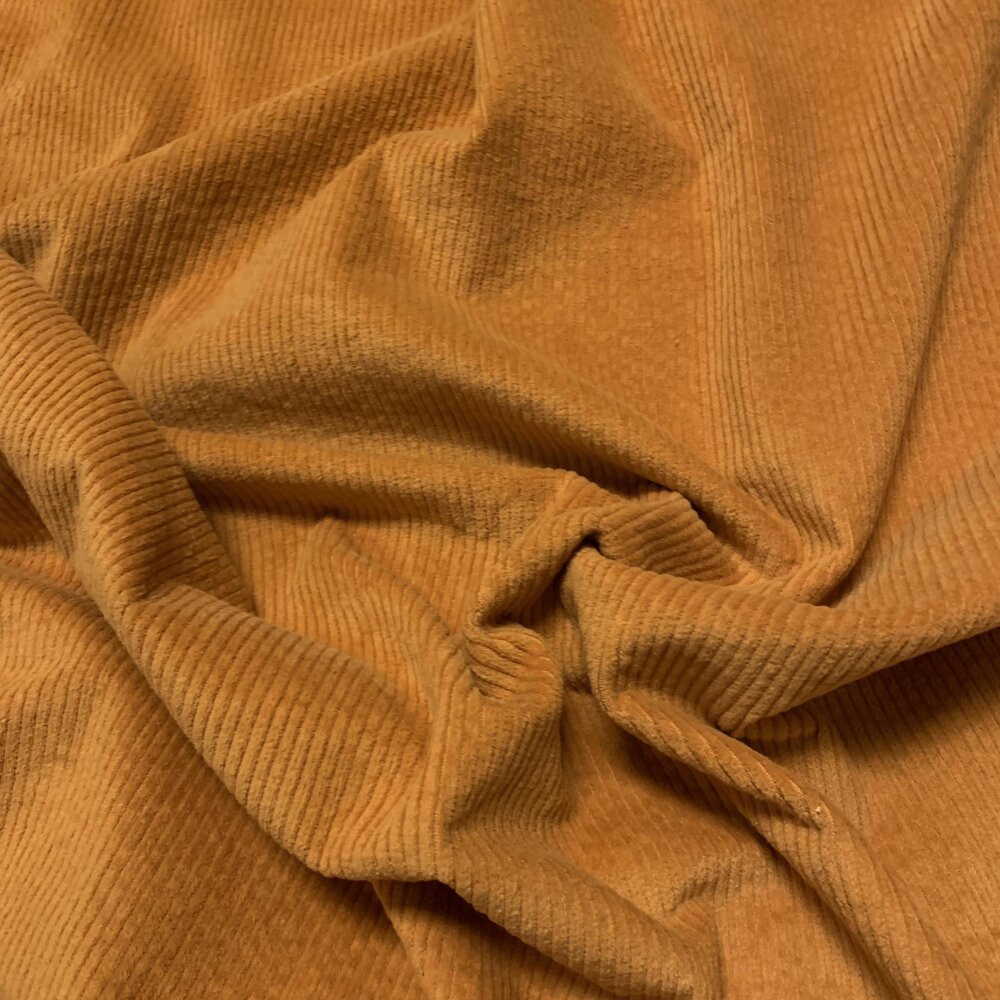 NJ COUPON-   Katoen Corduroy Stretch AB02 - Oker 115X140CM