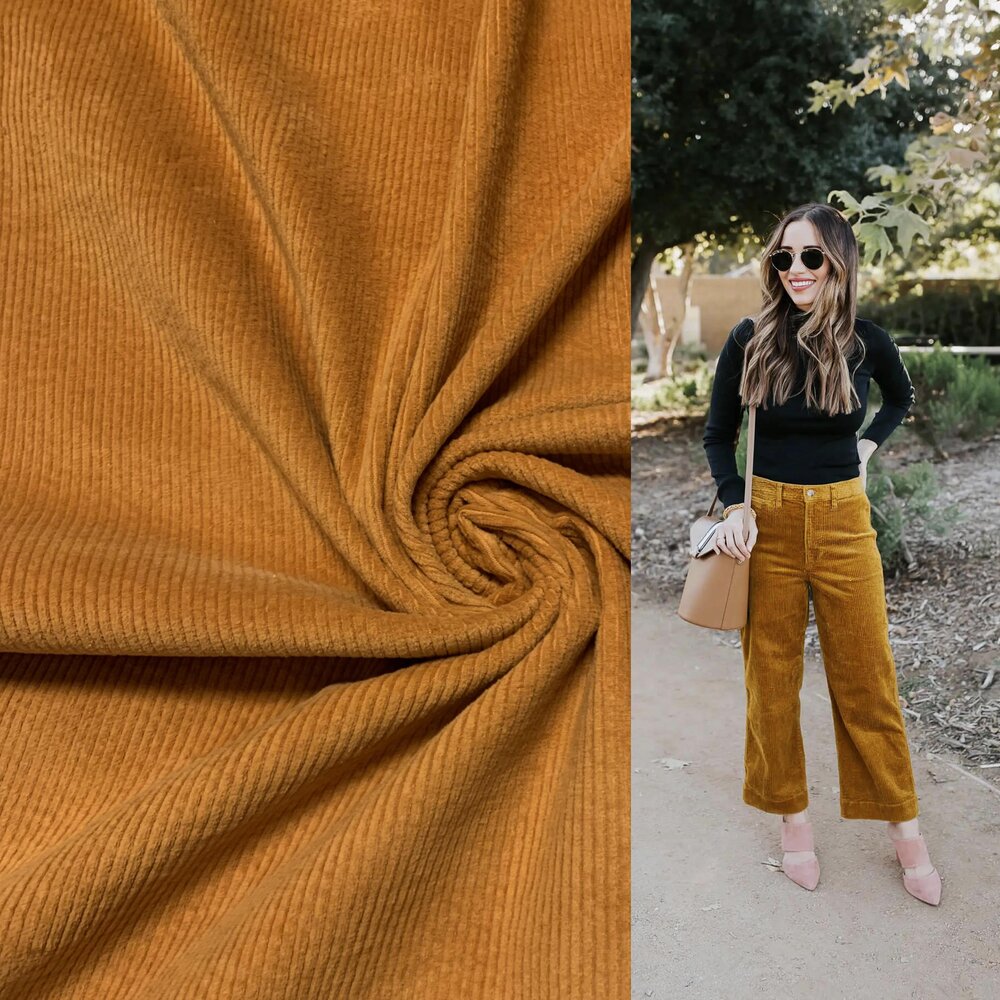 NJ COUPON - Cotton Corduroy Stretch AB02 - Ocher 115X140CM