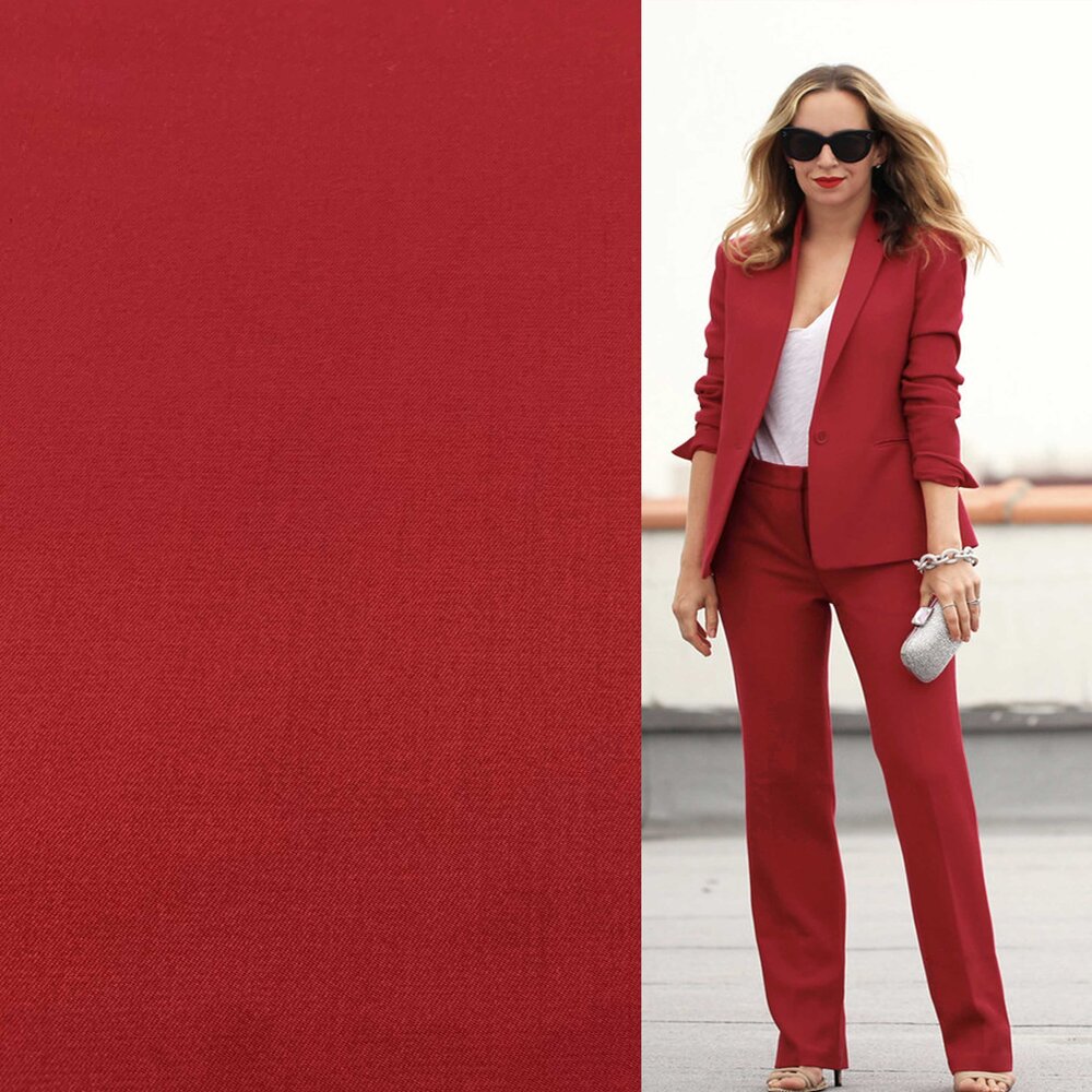 COUPON NJ - Gabardine de bambou extensible BC07 - rouge 135X150CM (VRFBD+FT)
