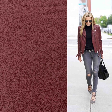 NJ COUPON - Imitatie Leder IL12 - donker rood   120X140CM   (VRFBD)