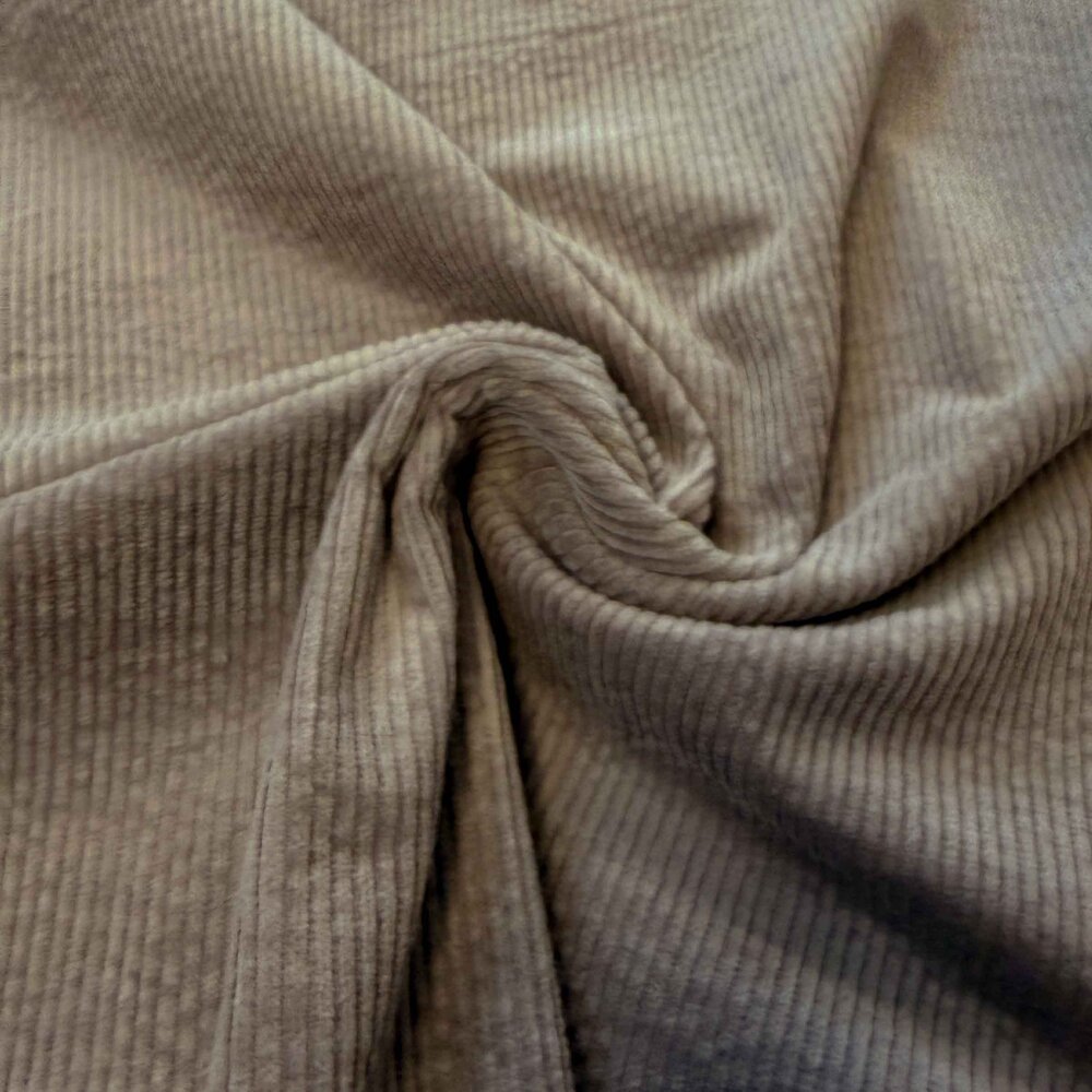 COUPON NJ - Velours côtelé extensible en coton AB40 - Taupe 60 x 140 cm