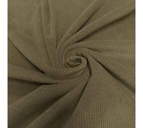 COUPON NJ - Velours côtelé extensible en coton AB34 - vert olive 65+70 x 140 cm