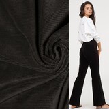 COUPON NJ - Velours côtelé extensible en coton AB03 - Noir 100 x 140 cm