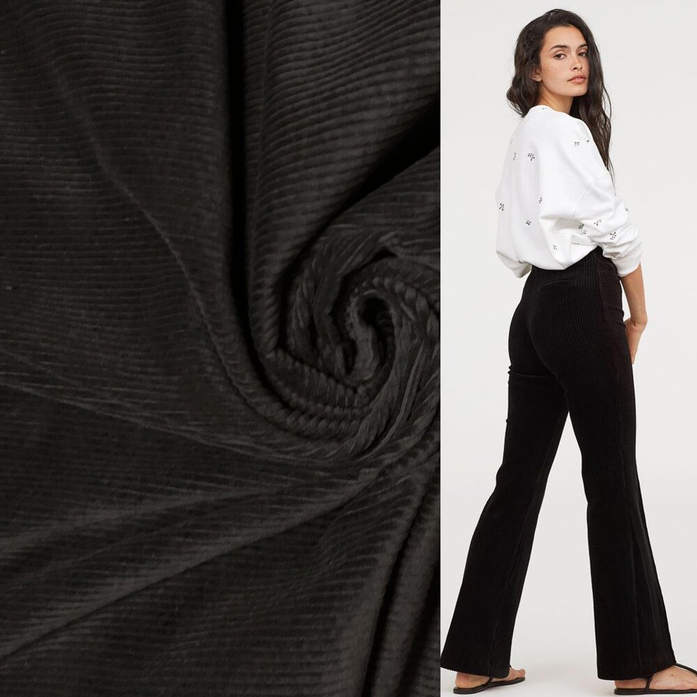 NJ COUPON - Cotton Corduroy Stretch AB03 - Black 120X140CM