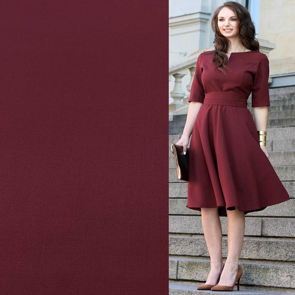 NJ COUPON -  Bamboe Gabardine Stretch BC11 - bordeaux rood   90+75x150CM