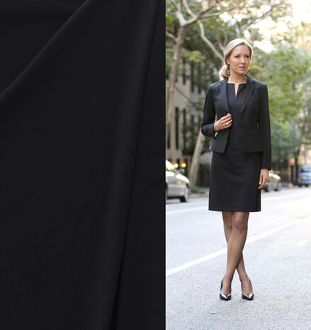 NJ COUPON - Gabardine Terlenka Stretch (heavy) WT60 - Black 80x145CM