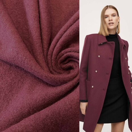 NJ COUPON - Boiled Wool Uni CW35 - bordeaux 60x150CM NJ COUPON - Boiled Wool Uni CW35 - bordeaux 60x150CM