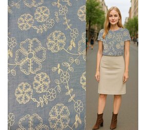 Linen Look Embroidered 5424