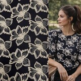 Cotton Batiste Embroidered dark blue 5485