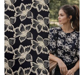 Cotton Batiste Embroidered dark blue 5485