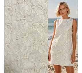 Coton batiste brodé crème 5486