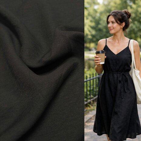 Linnen Viscose Twill 5489 - zwart