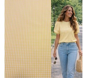 Coton Seersucker 5490 - jaune/blanc