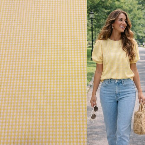 Cotton Seersucker 5490 - yellow/white