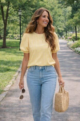 Cotton Seersucker 5490 - yellow/white