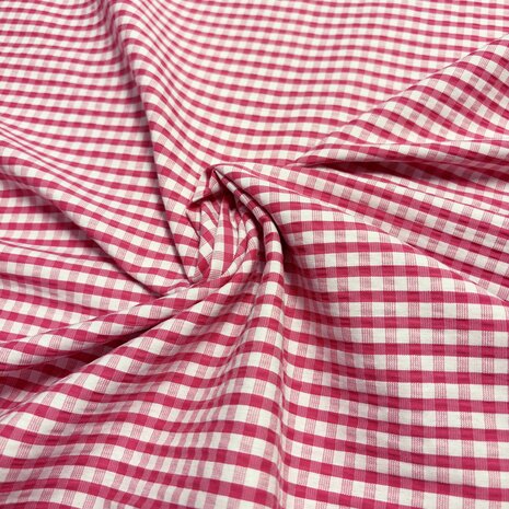 Viscose Stretch Checked 5495 - fuchsia/white