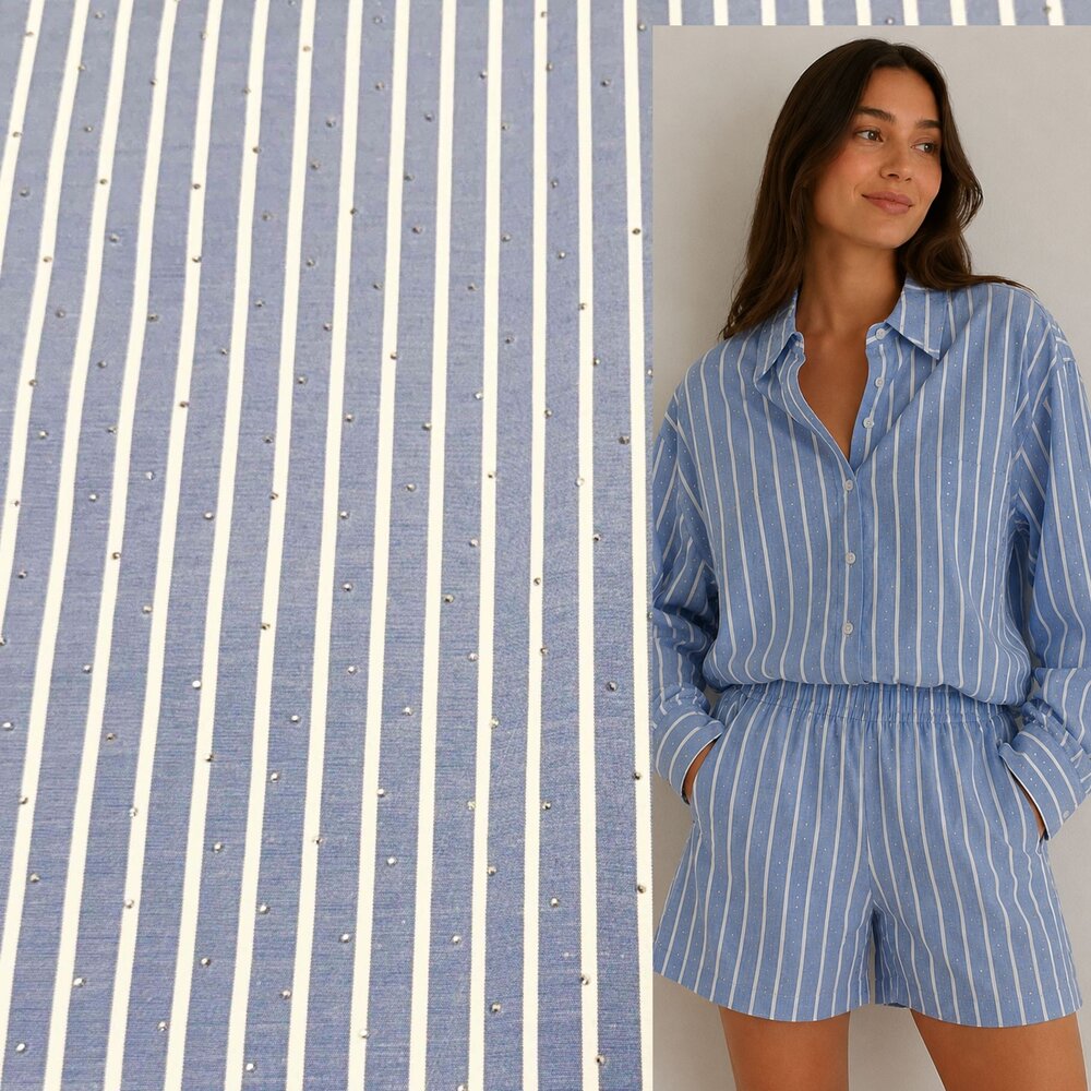 Cotton Poplin with rhinestones - 5516