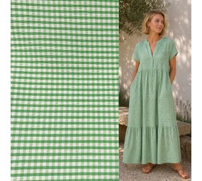 Viskose Stretch Checked 5526 - Grün/Weiß Viskose Stretch Checked 5526 - Grün/Weiß