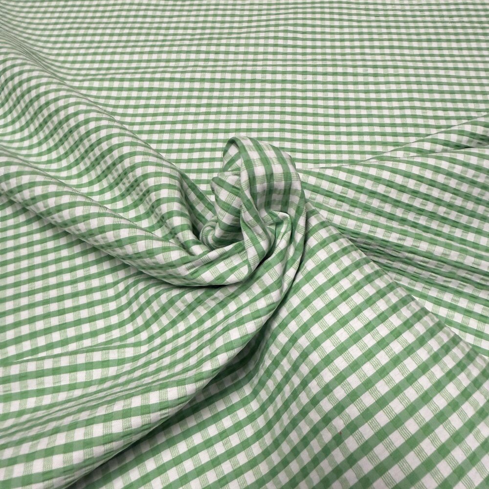 Viskose Stretch Checked 5526 - Grün/Weiß
