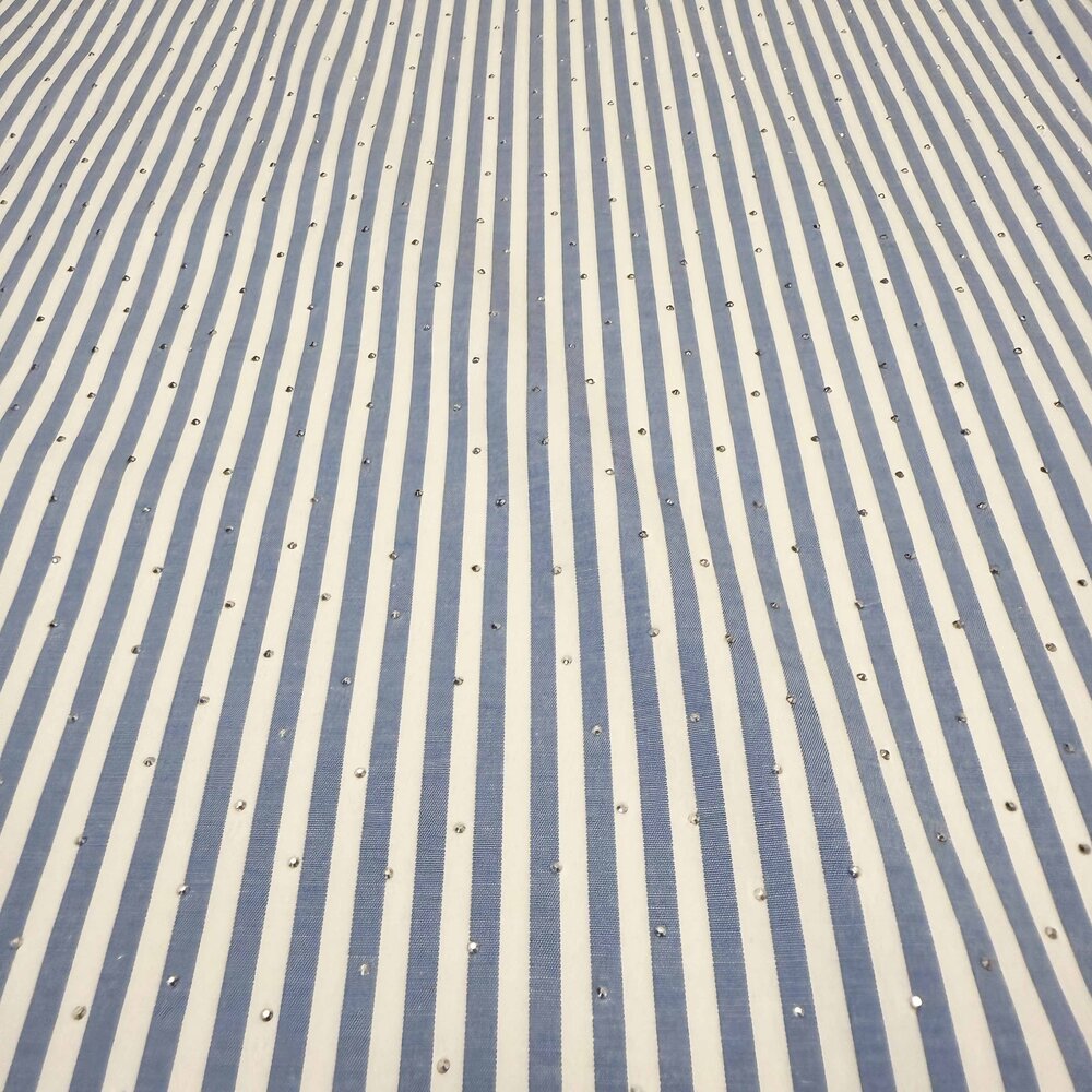 Katoen Poplin met strass steentjes  - 5531