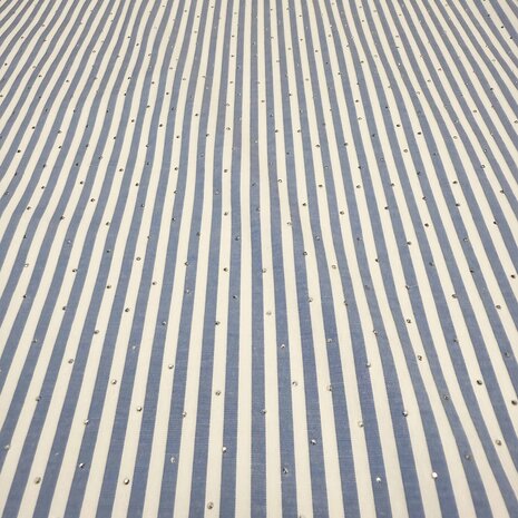 Katoen Poplin met strass steentjes  - 5531