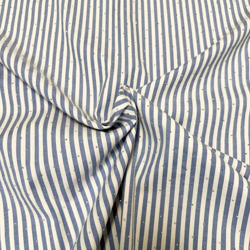 Katoen Poplin met strass steentjes  - 5531
