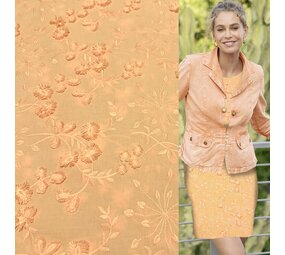 COUPON VJ - Batiste de coton brodé 5109 - orange 80 x 140 cm COUPON VJ - Batiste de coton brodé 5109 - orange 80 x 140 cm