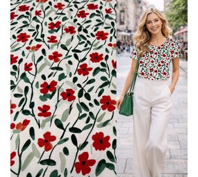 VJ COUPON  Bamboe Jersey Dessin - 5453    70+45X150CM