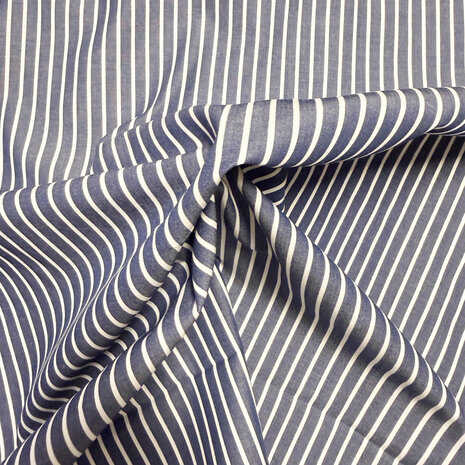 Katoen poplin 5558 - blauw/wit gestreept Katoen poplin 5558 - blauw/wit gestreept