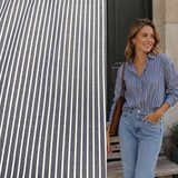 Cotton poplin 5558 - blue/white striped