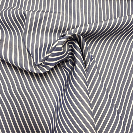 Popeline de coton 5558 - rayures bleues et blanches Popeline de coton 5558 - rayures bleues et blanches
