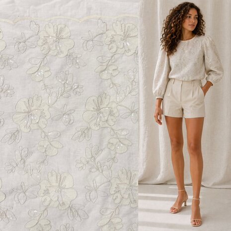 VJ COUPON - Cotton Batiste Embroidered 5504 125X140CM VJ COUPON - Cotton Batiste Embroidered 5504 125X140CM