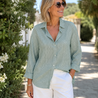 Linen Cotton LK03 - powder green/white Linen Cotton LK03 - powder green/white