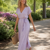 Linen Cotton LK05 - lilac/white