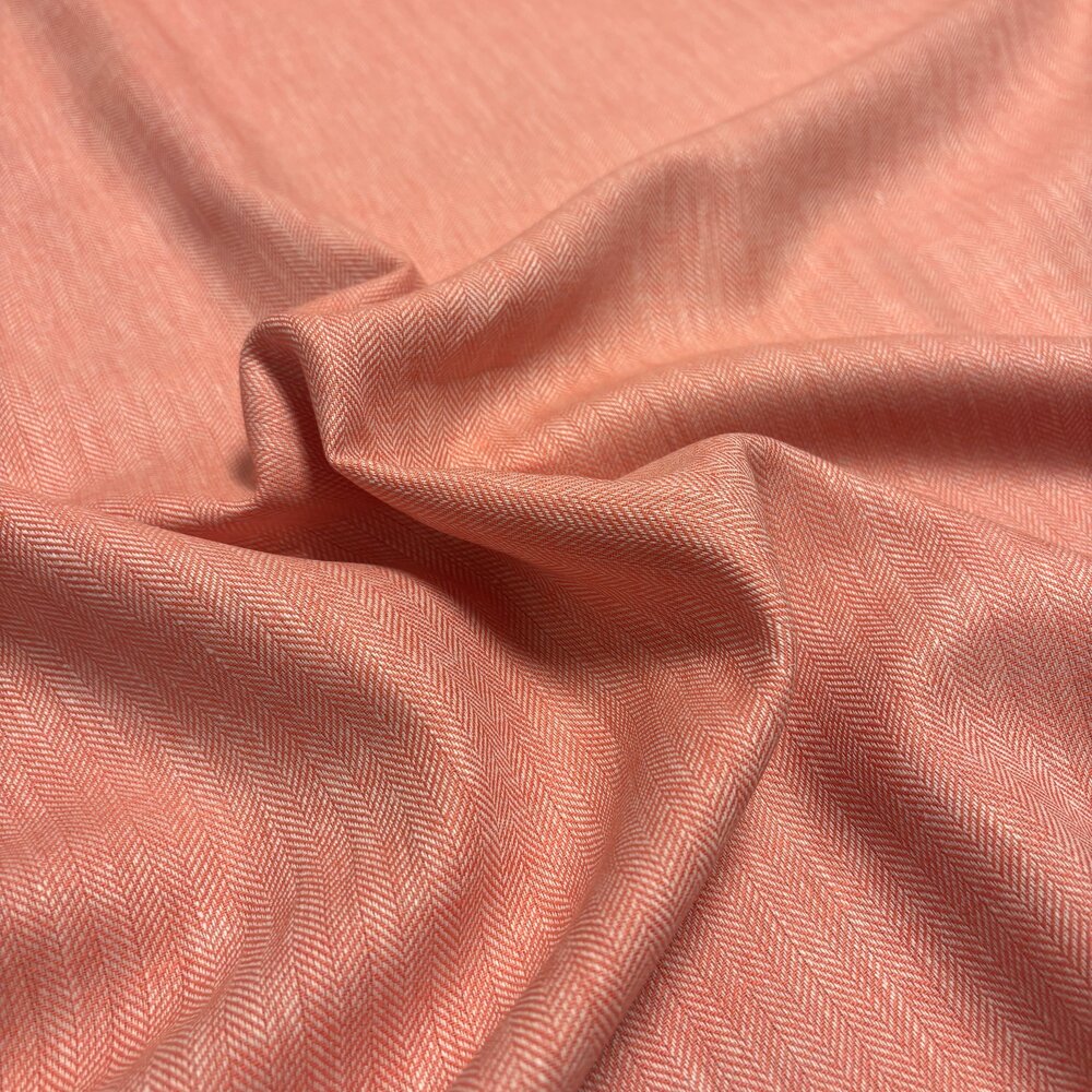 Linen Cotton LK06 - coral/white