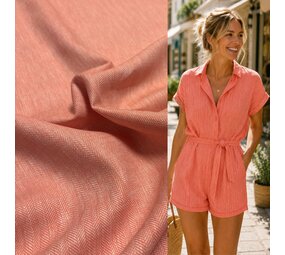 Lin et coton LK06 - corail/blanc Lin et coton LK06 - corail/blanc
