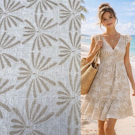 VJ COUPON - Linen Viscose Embroidered - 5473 130X140CM