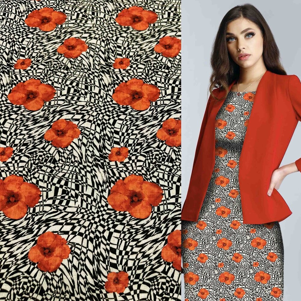 COUPON VJ - Lin Viscose Jet d'encre 4987 135X140CM