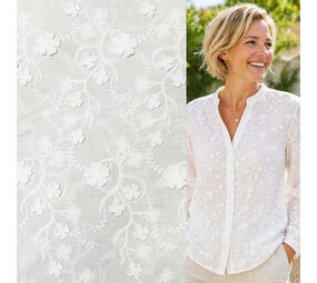 VJ COUPON Coton batiste brodé 5505 100+45+45 X140CM VJ COUPON Coton batiste brodé 5505 100+45+45 X140CM