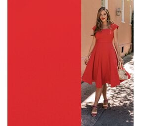 VJ COUPON 		Scuba Crêpe CR23 - rood -  135+50X140CM