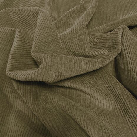 COUPON VJ - Velours côtelé extensible en coton AB34 - Vert olive 80 x 140 cm