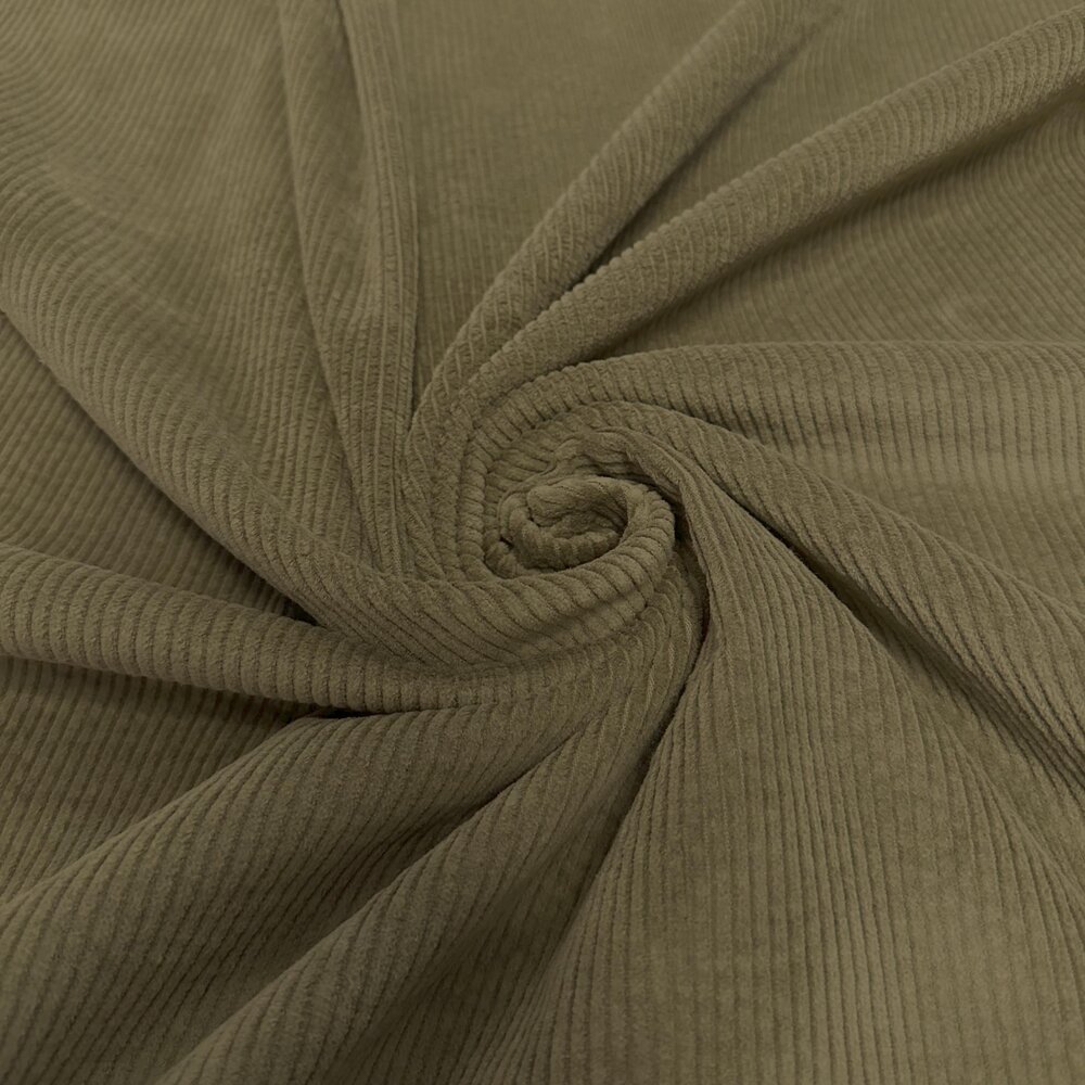 COUPON VJ - Velours côtelé extensible en coton AB34 - Vert olive 80 x 140 cm