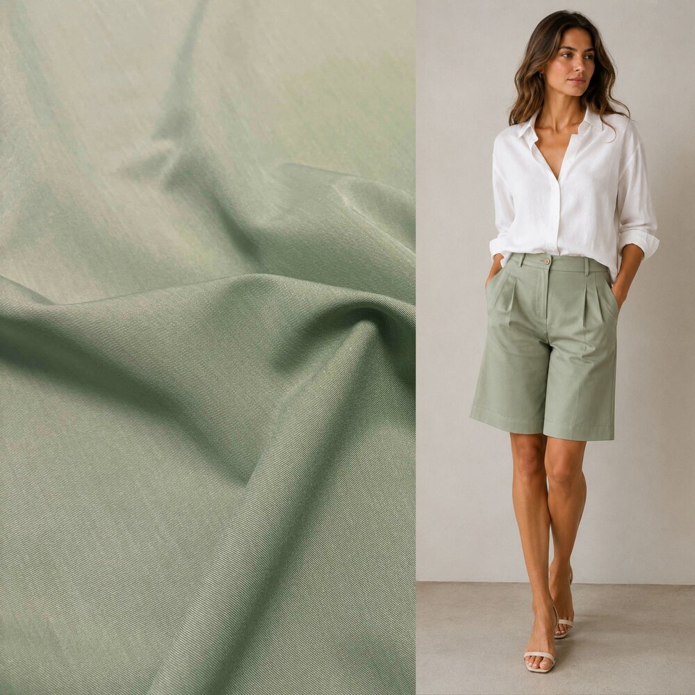 Gabardine Terlenka Stretch T59 - saliegroen melange